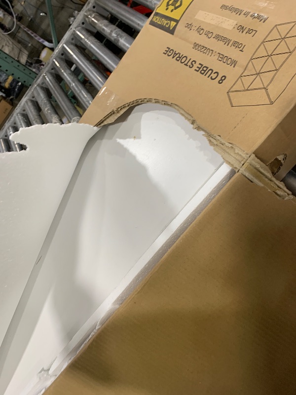 Photo 1 of   Missing hardware------------------------   Furinno Cubicle Open Back Decorative Cube Storage Organizer, 8-Cube, White
