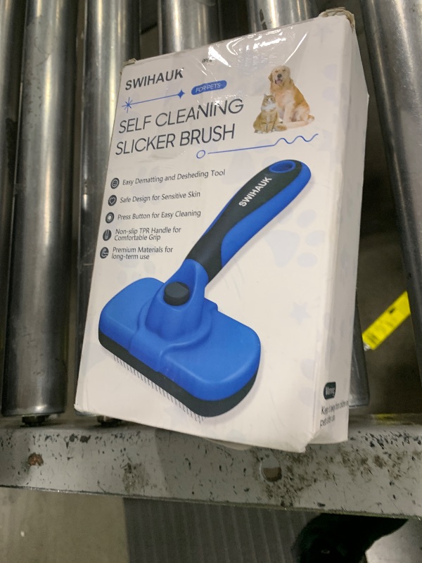 Photo 1 of Swihauk Self Cleaning Slicker Brush - Skin Friendly Deshedding Grooming Tool for Dogs & Cats, Suitable for Shedding & Haired Pets, with Pet Supplies Accessories, Blue