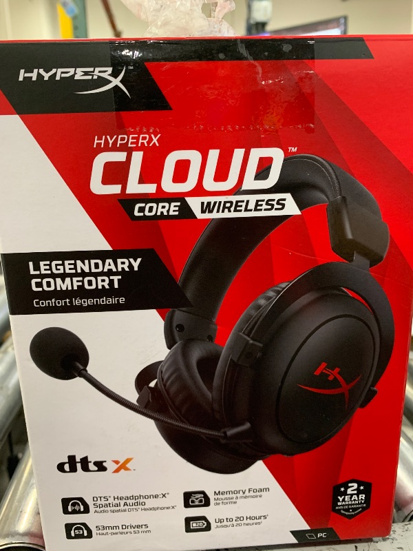 Photo 1 of HyperX Cloud Core – Wireless Gaming Headset for PC, DTS Headphone:X Spatial Audio, Memory Foam Ear Pads, Durable Aluminum Frame, Detachable Noise Cancelling Microphone,Black