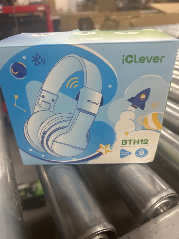 Photo 1 of iClever BTH12 Kids Bluetooth Headphones,Colorful LED Lights Kids Headphones Wireless,74/85dBA Safe Volume,85H Playtime,Fast Charging,Bluetooth 5.2,Over Ear,Built-in Mic for iPad/Tablet/Airplane,Blue