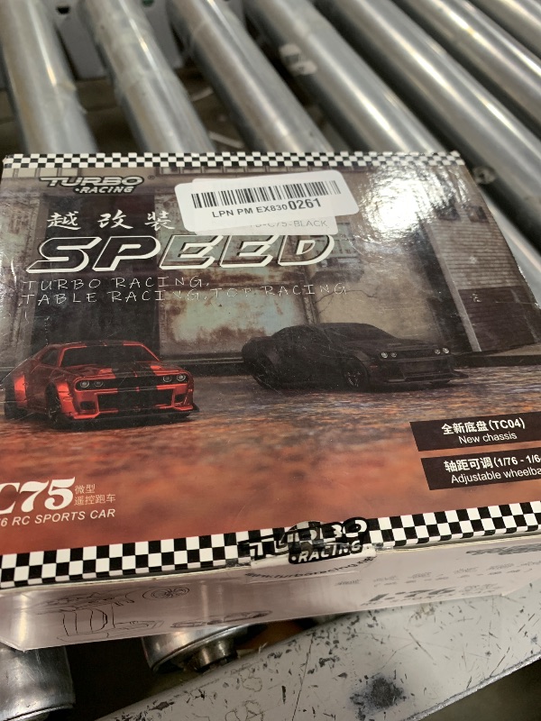 Photo 1 of FLYCOLOR TurboRC 1:76 Mini Sports Car 4CH 2.4GHZ Remote Control Full Proportional RTR Kit with 2 Replaceable Body Shell (C75-Black)