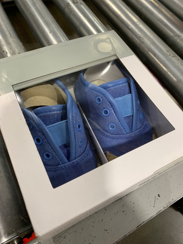 Photo 1 of Robeez Baby Boys and Unisex First Kicks Slip Resistant Shoes & Sneakers for Infant and Toddler, Pacific Blue Chambray,12-18 Months