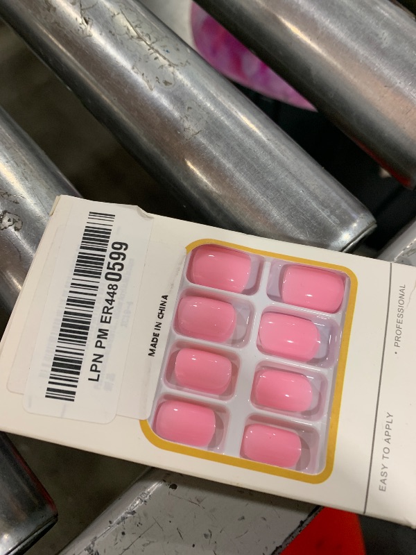Photo 1 of Pink Press on Nails Short Square, Fake Nails Glue on Short Square Nails Press ons, Soft Gel Glue on Nails Stick on Nails for Women Thick Reusable Solid Color Acrylic Nails 24pcs
