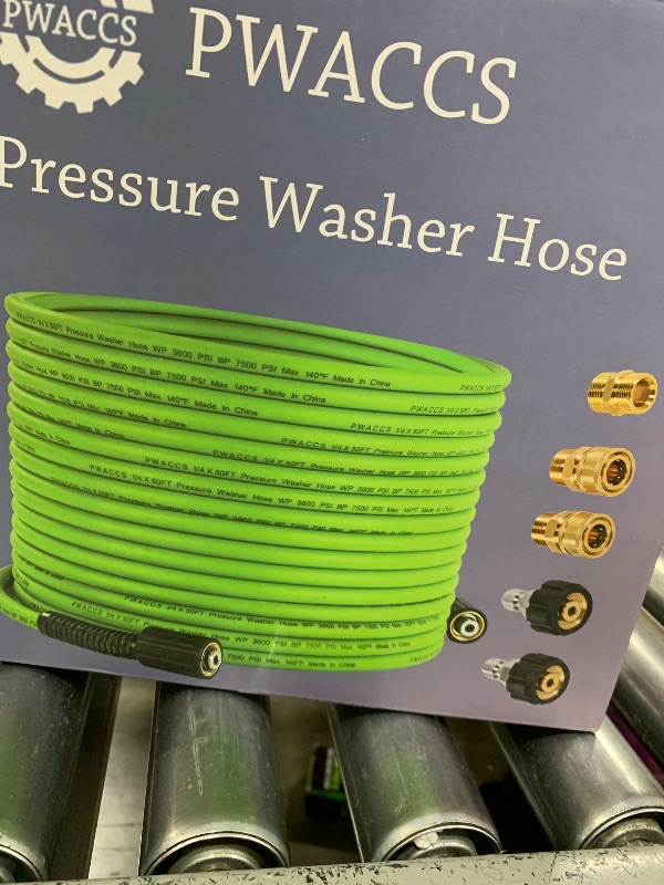 Photo 1 of PWACCS Pressure Washer Hose for Power Washer – 3600 PSI Kink Resistant Pressure Washing Extension Hose 50 FT x 1/4" – Universal Electric Power Wash Hose for Replacement – Compatible with M22 Fittings
