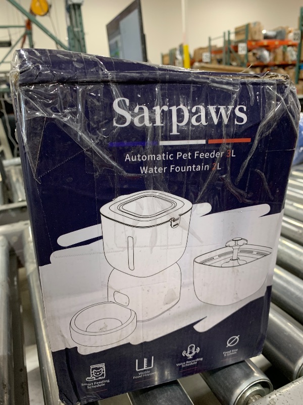 Photo 1 of Automatic Cat Feeder and Water Dispenser FW1, Wire or Battery Cat Food Dispenser Timer Pet Feeder - Locking Lid, Desiccant Bag, Programmable Portion Control, 4 Daily Meals, 10s Voice Recorder