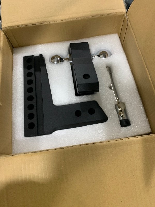 Photo 1 of LOCAME Adjustable Trailer Hitch, Fits 2.5-Inch Receiver Only, 8-Inch Drop Aluminum Drop Hitch,18,500 LBS GTW-Tow Hitch for Heavy Duty Truck with Double Stainless Steel Locks, Black, LC0019