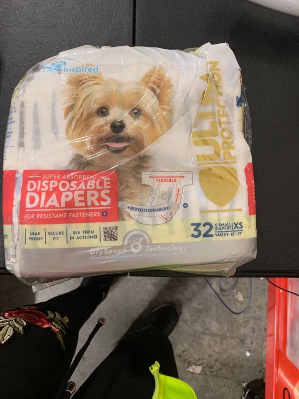 Photo 1 of Paw Inspired 32ct Disposable Dog Diapers | Female Dog Diapers Ultra Protection | Diapers for Dogs in Heat, Excitable Urination, or Incontinence (X-Small)