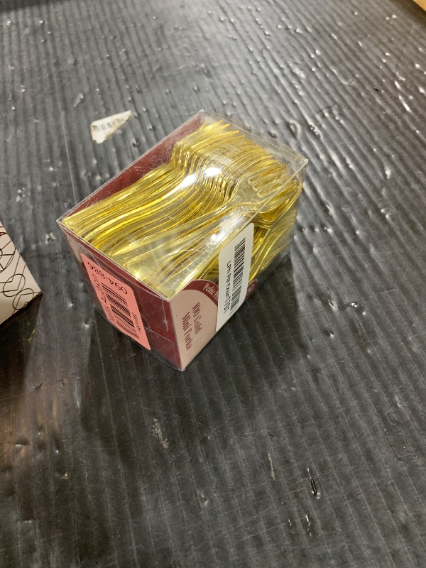 Photo 1 of 100 Pack Gold Mini Forks - 4 Inch Dessert Forks - Heavy duty Mini Forks For Appetizers, Tastings, Cocktails, Dessert Cups, BPA Free Small Gold Forks