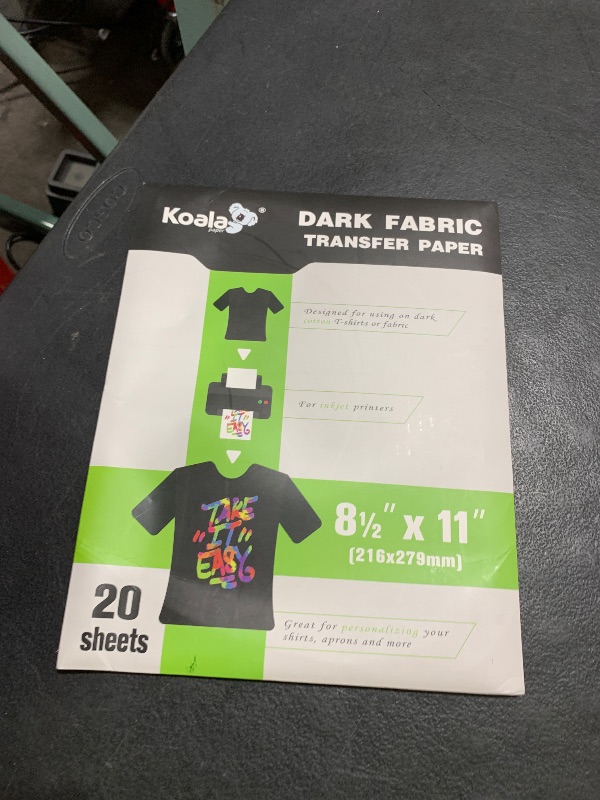 Photo 1 of Koala Heat Transfer Paper for T-Shirts - 20 Sheets of Dark Fabric Iron-On Vinyl, 8.5"x11" Printable Heat Transfer Vinyl, Transfer Paper for Dark Fabric