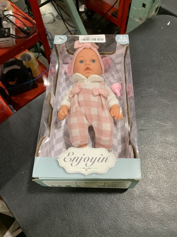 Photo 1 of Enjoyin 12'' Baby Doll in Gift Box with Pink Cloths, Pacifier, 13''x13'' Microfabric Blanket, and Feeding Bottle. Gift Idea for Ages 3+