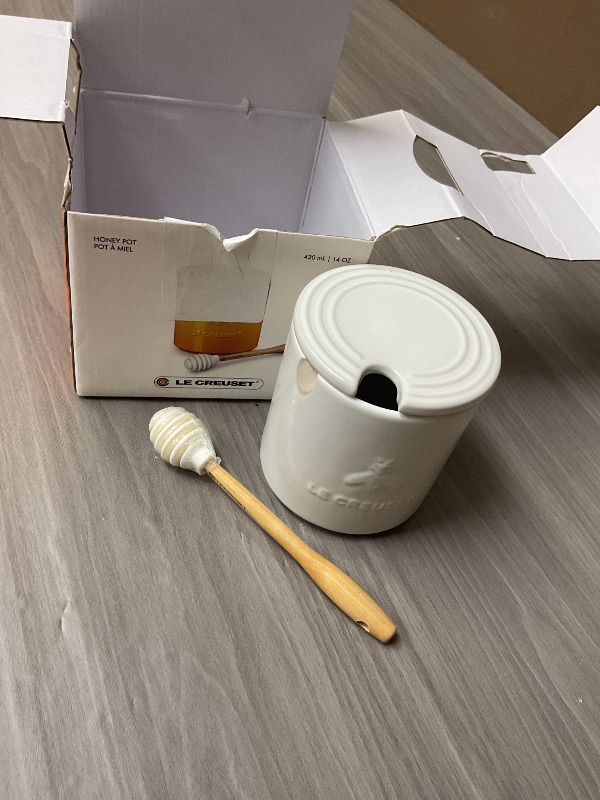 Photo 1 of Le Creuset Stoneware Honey Pot, 14 oz., White