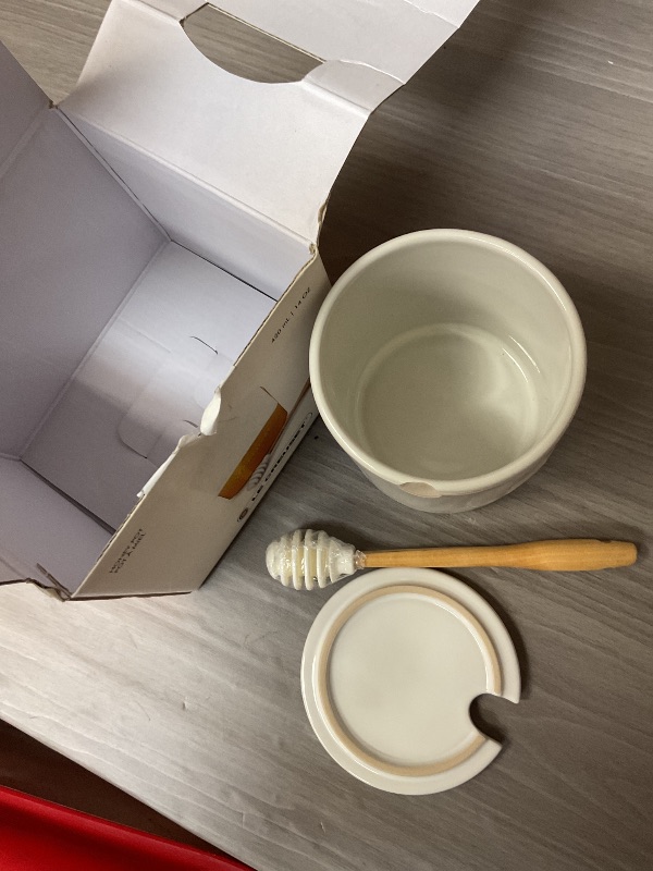 Photo 1 of Le Creuset Stoneware Honey Pot, 14 oz., White