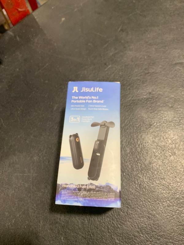 Photo 1 of JISULIFE Handheld Mini Fan, 3 IN 1 USB Rechargeable Portable Fan [12-19 Working Hours] with Power Bank, Flashlight, Pocket Design for Travel/Summer/Concerts/Lash, Gifts for Women (Black)