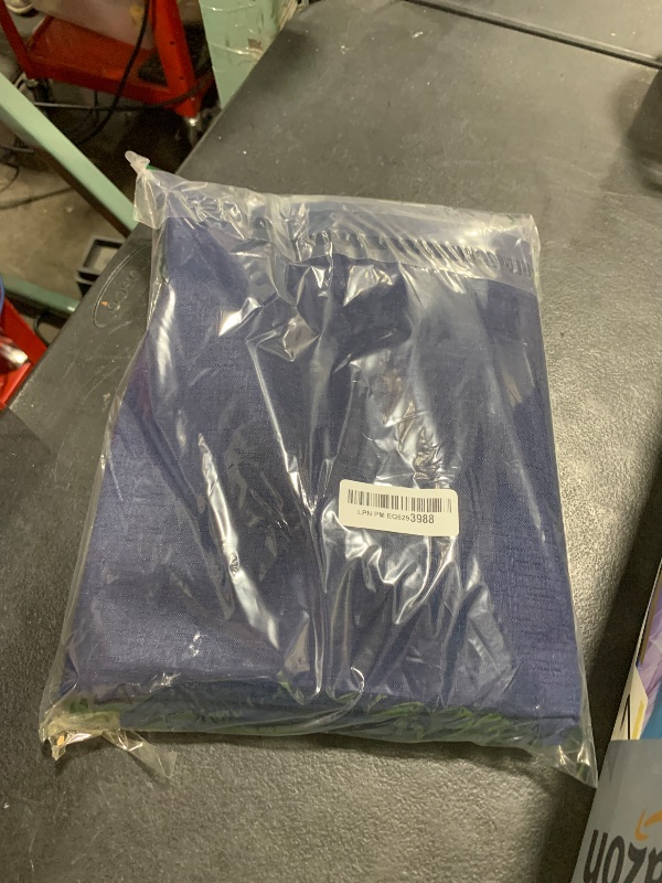 Photo 1 of No Hook Slub Textured Shower Curtain with PEVA Liner Set - 71" x 74"(72"), Hotel Style with See Through Top Window, Machine Washable & Water Repellent Fabric, Navy Blue, 71x74