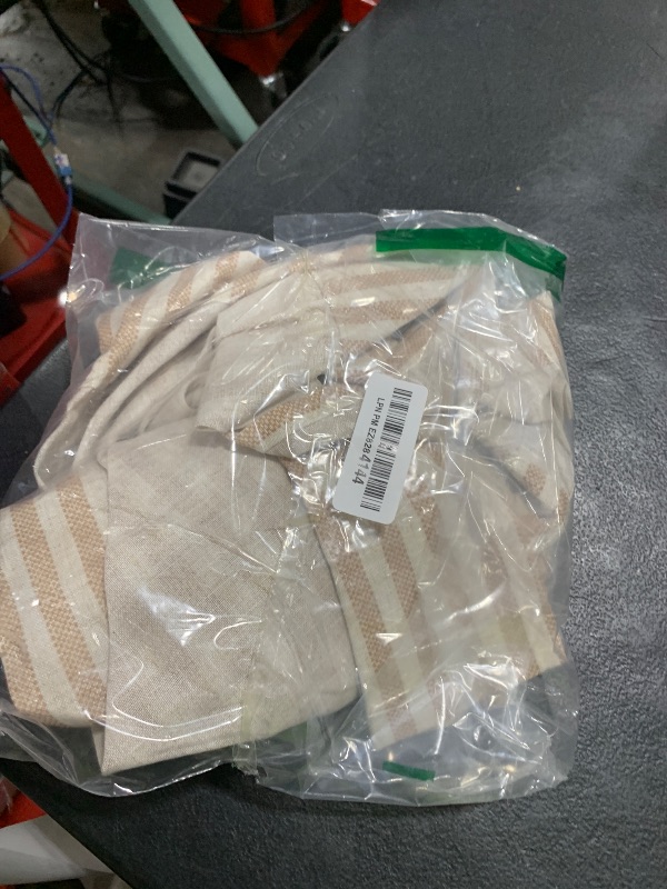 Photo 1 of jinchan Linen Kitchen Curtains 45 Inch Length Striped Tier Curtains Ticking Stripe Small Drapes for Living Room Bathroom Cafe Small Window Farmhouse Rustic Pinstripe Rod Pocket 2 Panels Tan