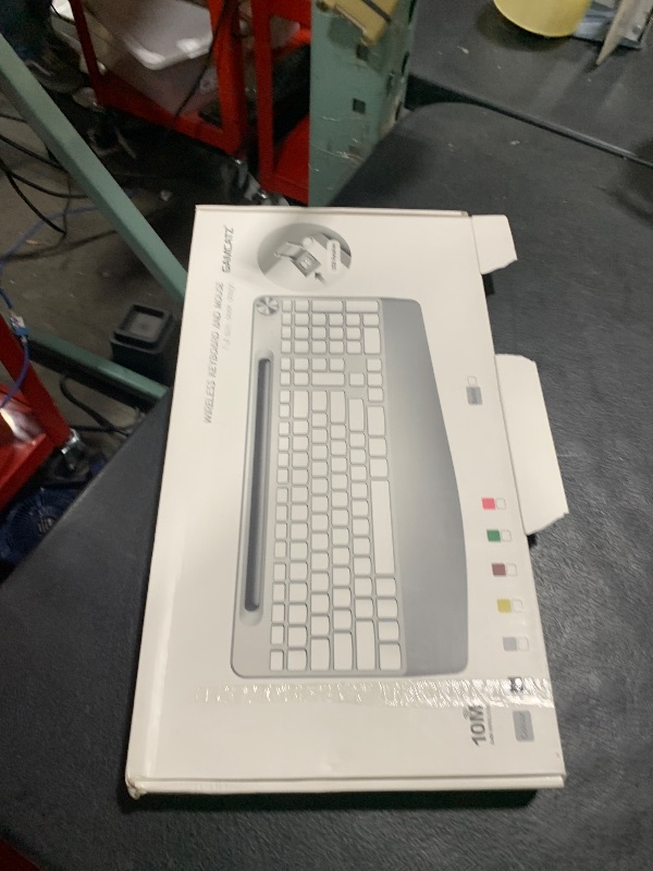 Photo 1 of GAMCATZ Ergonomic Wireless Keyboard with Wrist Rest-Low-Profile,Phone/Tablet Holder,Quiet Design?Windows & Mac OS?Full Size Cordless USB Computer Keyboard for Desktop,Laptop, PC, Mac, Windows-Grey
