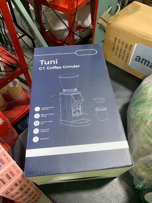 Photo 1 of Tuni G1 Conical Burr Coffee Grinder, 48 Grind Settings Anti-static Burr Mill, Precision Electronic Timer and LED Touchscreen for Espresso/Drip/Cold Brew/French Press, Stainless Steel, Ivory