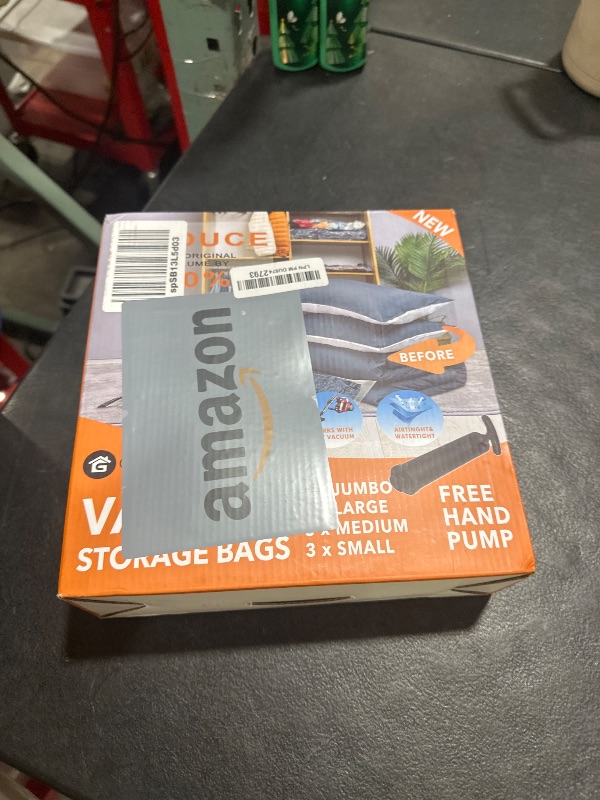 Photo 1 of 12 Pack Vacuum Storage Bags (3 Jumbo, 3 Large, 3 Medium, 3 Small),Plastic Packaging Bags,Space Saver Sealer Compression Bags with Travel Hand Pump for Blankets, Comforters, Pillows, Clothes Storage