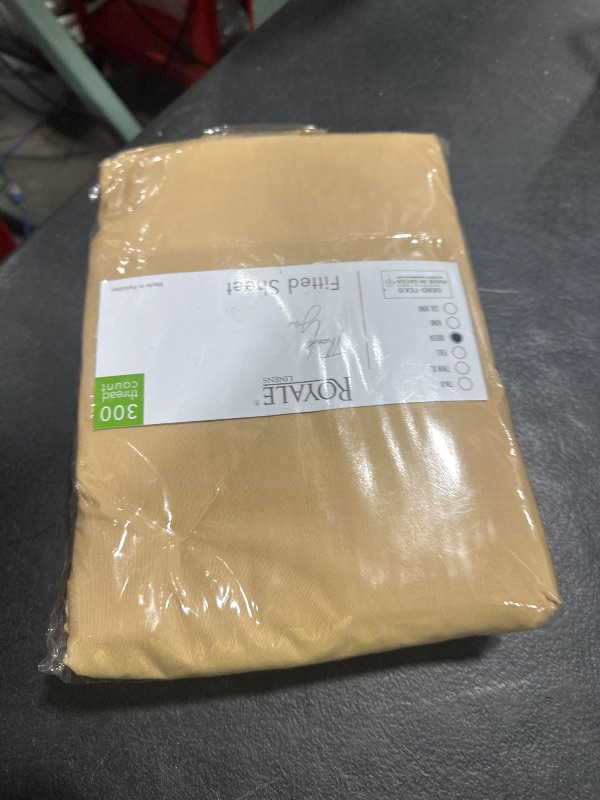 Photo 1 of ROYALE LINENS 300 Thread Count 100% Long Staple Combed Cotton Fitted Sheet Queen - Super Soft Deep Pocket Bottom Sheet - Fitted Sheets Only - Elastic Sheets (Queen, Sand)