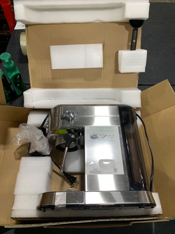 Photo 1 of CASABREWS CM5418 Espresso Machine 20 Bar, Compact Espresso Maker with Steam Milk Frother, Stainless Steel Coffee Machine with 34oz Removable Water Tank for Cappuccino, Latte, Silver
