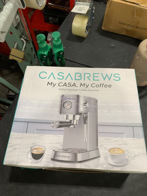 Photo 1 of CASABREWS CM5418 Espresso Machine 20 Bar, Compact Espresso Maker with Steam Milk Frother, Stainless Steel Coffee Machine with 34oz Removable Water Tank for Cappuccino, Latte, Silver