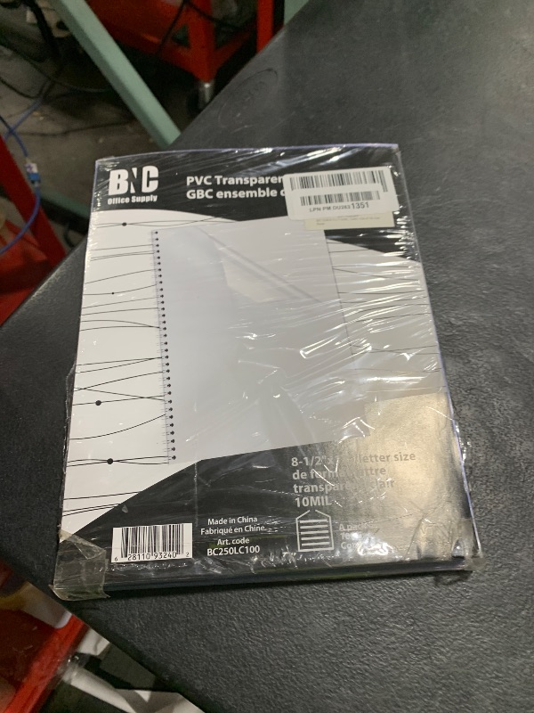 Photo 1 of BNC 10 Mil 8-1/2 x 11 Inches, Letter Size PVC Binding Covers - Pack of 100, Clear