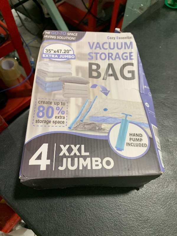 Photo 1 of 4 Pack XXL Jumbo Vacuum Storage Bags, Extra Large Vacuum Seal Bags for Comforters, Bedding, Blanket Storage, Giant Space Saver Bags for Huge Stuffed Toy(47.2x35 in)