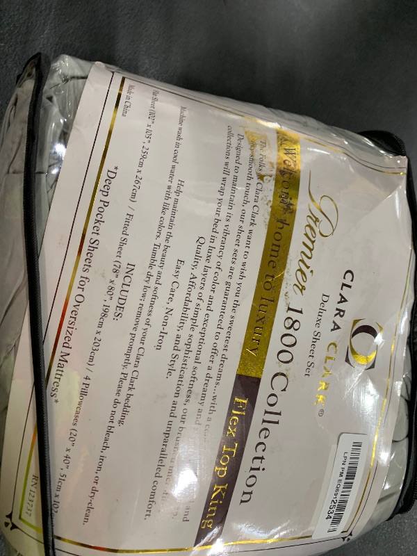 Photo 1 of Clara Clark Flex Top King Sheets, 6 Piece Set - Hotel Luxury Sheets for Top Split King Bed, Super Soft Bedding Set, Head Split King Silver