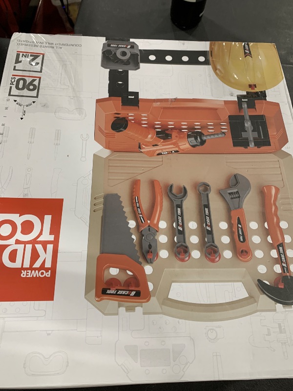 Photo 1 of Losbenco Kids Tool Bench Set, 90 PCS Toddler Tool Workbench with Realistic Electric Drill, STEM Construction Toy Tool Pretend Play Set, Outdoor Gift for Boys & Girls Age 3-5