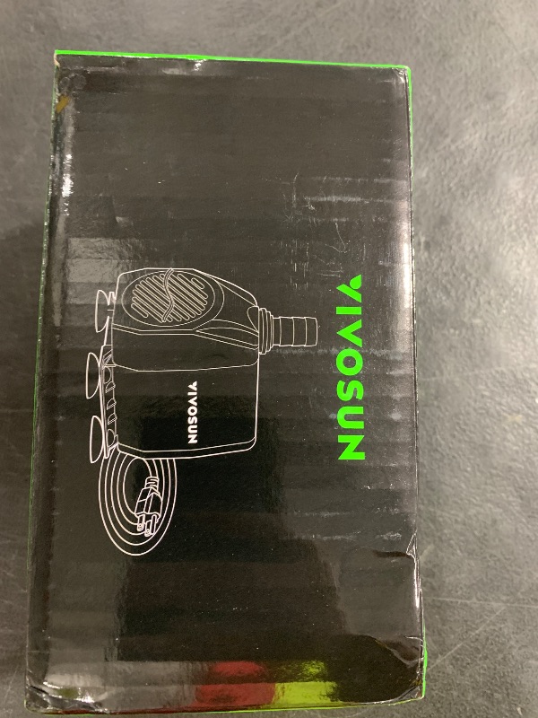 Photo 1 of VIVOSUN 800GPH Submersible Pump(3000L/H, 24W), Ultra Quiet Water Fountain Pump with 10ft. High Lift with 6.5ft. Power Cord, 3 Nozzles for Fish Tank, Pond, Aquarium, Statuary, Hydroponics Green