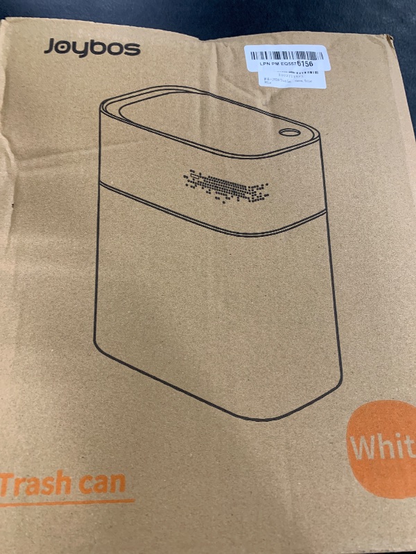Photo 1 of JOYBOS Trash Can with Lid Automatic Garbage Can, 3.8 Gallon Slim Small White Plastic Smart Trash Bin, Narrow Motion Sensor for Bedroom, Bathroom, Toilet Office