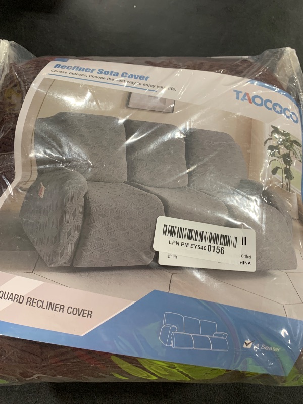 Photo 1 of TAOCOCO Recliner Sofa Covers Stretch Reclining Couch Cover, Jacquard Recliner Couch Cover for 3 Seat Furniture Protector Sofa Slipcovers with Elastic Bottom for Kids, Pets (Dark Coffee)