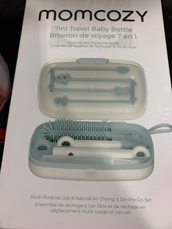 Photo 1 of Momcozy Bottle Brush Set - Baby Bottle Cleaner Kit with Silicone Brush, Nipple Brush, Straw Brush, Soap Dispenser, Drying Rack - 7 in 1 Bottle Cleaning Tool for Home and Travel