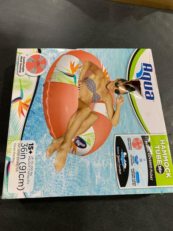 Photo 1 of New Aqua 36” Birds of Paradise Pool Hammock Float Tube with Mesh Center and Cup Holder – Floating Tube for Adults & Kids