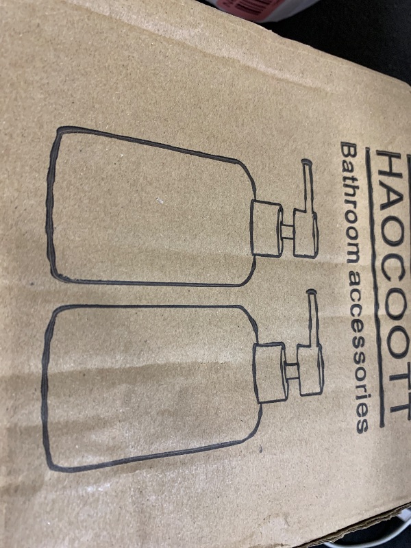 Photo 1 of Haocoott Soap Dispensers 400mL 13.5 OZ, 2 PCS Luxurious Hand Dish Lotion Shampoo Soap Dispenser Jar, Travertine Soap Bottles Rustproof Pump for Kitchen Bathroom Countertop