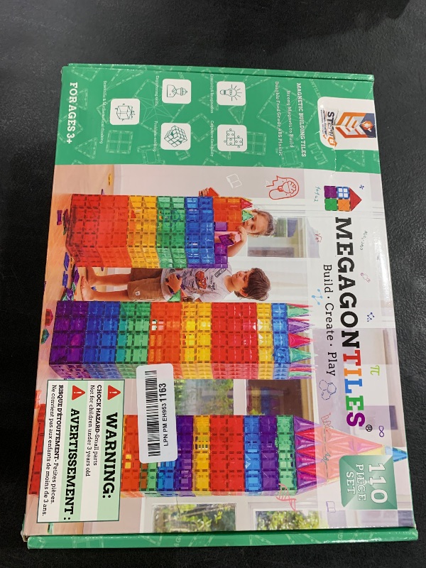 Photo 1 of MEGAGONTILES 110PCS Premium MagneticTiles, MagnetTiles, STEM AUTHENTICATED, Magnetic Blocks, Magnetic Building Blocks, Magnets for Kids, MagneticTile Toy Boys Girls Age 3 4 5 6 7 8