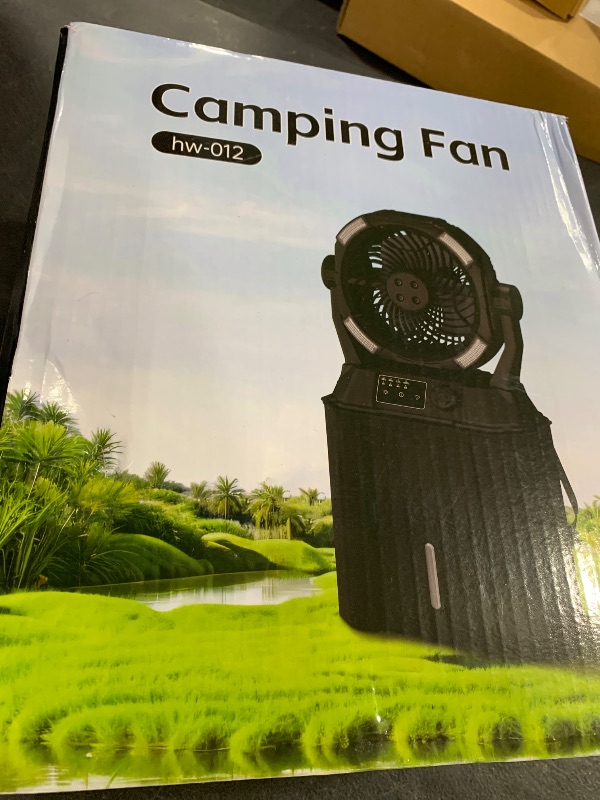 Photo 1 of Misting Fan Portable for Outside Patios, Rechargeable Battery Operated Mist fan, Camping Mister Fan With Remote, 4 Spray Outlets, 3 Lights Modes, 4 Timers for Fishing/Golf/Garden/Party/Tent/Beach