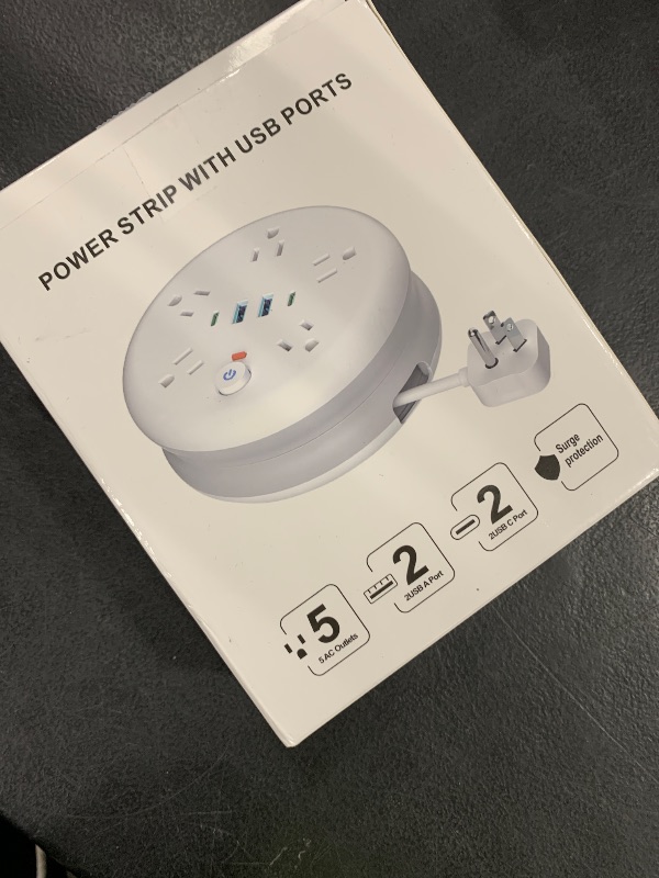 Photo 1 of DERJLY Retractable Travel Power Strip: 10 ft Extension Cord Portable Powerstrip Surge Protector - with 5 Outlet 2 Smart USB Port 2 USB C for Travel Cruise Ship Beach Vacation Essentials