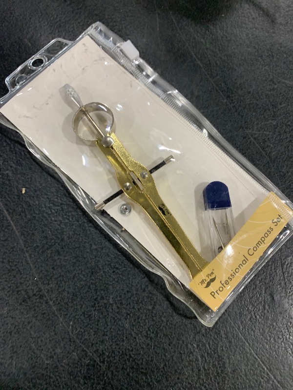 Photo 1 of Mr. Pen Professional Geometry Compass - Gold with Extra Leads, Metal with Lock, Drawing & Drafting Compass