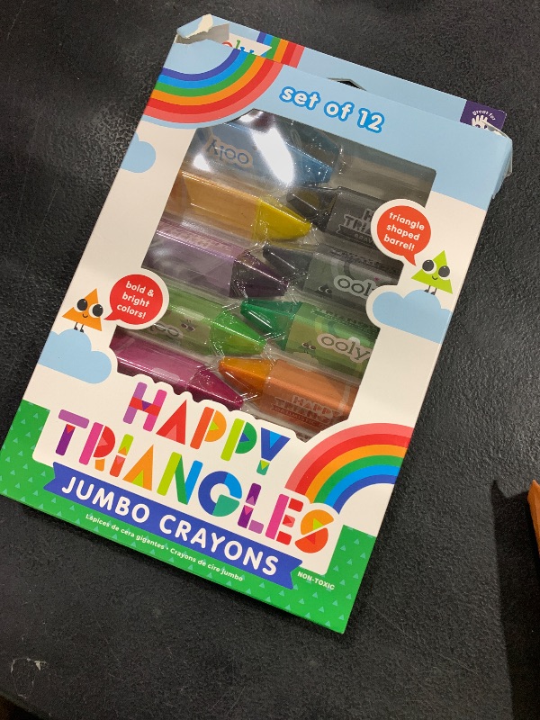Photo 1 of Ooly Jumbo Triangle Crayons for Toddlers Set of 12, Non-Toxic Triangle Shaped Easy to Hold Crayons for Toddler, No Rolling Crayon, Summer Crafts for Kids