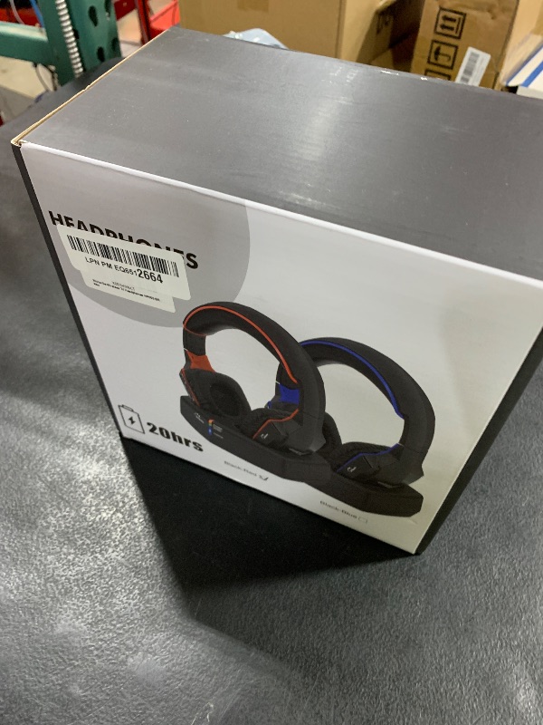 Photo 1 of WallarGe Wireless Headphones for TV Watching with RF Transmitter Charging Dock, Plug and Play, 100 Ft Wireless Range, Rechargeable 20 Hour Battery (Black with Red)