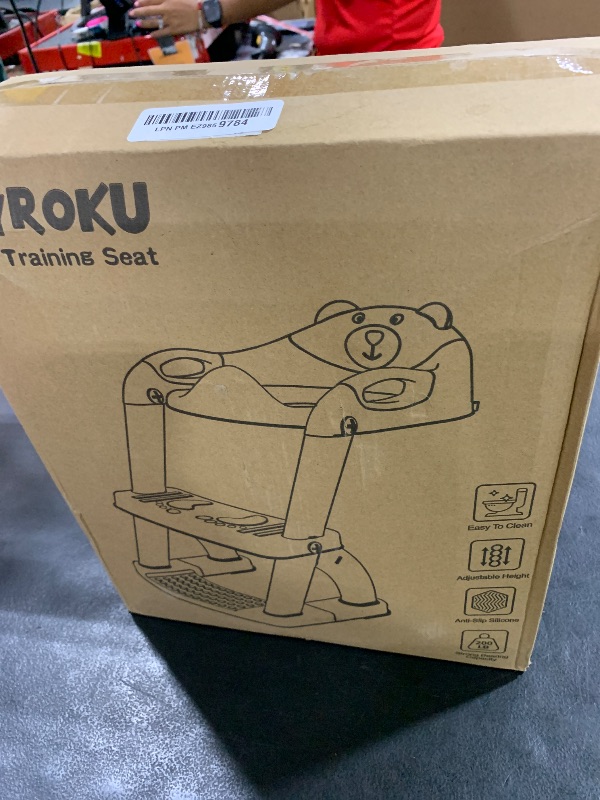 Photo 1 of SKYROKU Potty Training Toilet, New Sector-Shape Stabilized Base two in one Toddler Toilet Seat with Splash Guard, Anti Slip Pad, and Step Stool Enamel Grey