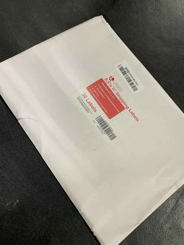 Photo 1 of L LIKED 30 Printable White Sticker Paper Full Sheet Label, Matte, 8.5" x 11" for Laser & Inkjet Printers (30 Sheets)