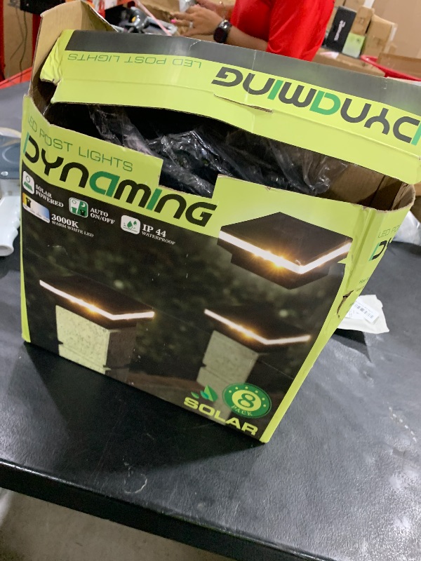 Photo 1 of Dynaming 8 Pack Solar Post Cap Lights, Outdoor Decorative Post Solar Lights Black Shell Caps Fit 4x4 5x5 6x6 Vinyl/Wooden Posts, Brightness Warm White LED Lighting for Garden Fence Deck Patio
