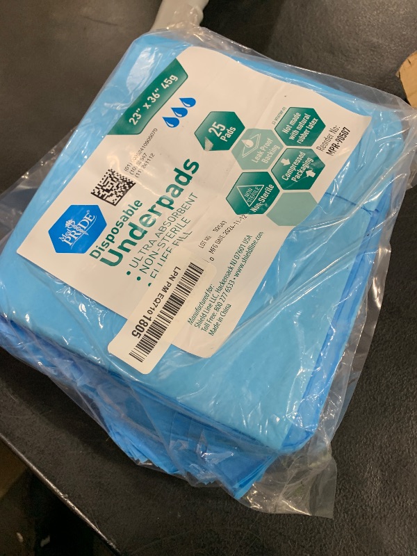 Photo 1 of MED PRIDE Disposable Underpads 23'' X 36'' (25-Count) Incontinence Pads, Chux, Bed Covers, Puppy Training | Thick, Super Absorbent Protection for Kids, Adults, Elderly | Liquid, Urine, Accidents