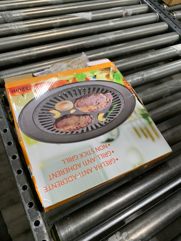 Photo 1 of Kelepu Korean BBQ Grill Korean Style BBQ Grill Plate Smokeless Round Nonstick Iron Household Barbecue Pan Roasting Grill Pan