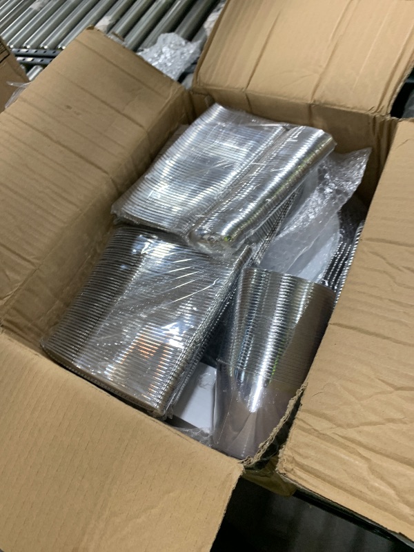 Photo 1 of 125 Piece Silver Plastic Plates & Cutlery Set - Reusable & Recyclable - Silver Rim Plates 