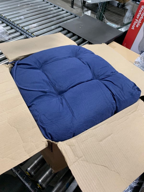 Photo 1 of IPYNBAP Outdoor Chair Cushions Set of 4, Patio Chair Cushions with Ties, 19x19 Tufted Outdoor Seat Cushions, Waterproof Patio Furniture Cushions, Outdoor Dining Chair Pads, Navy