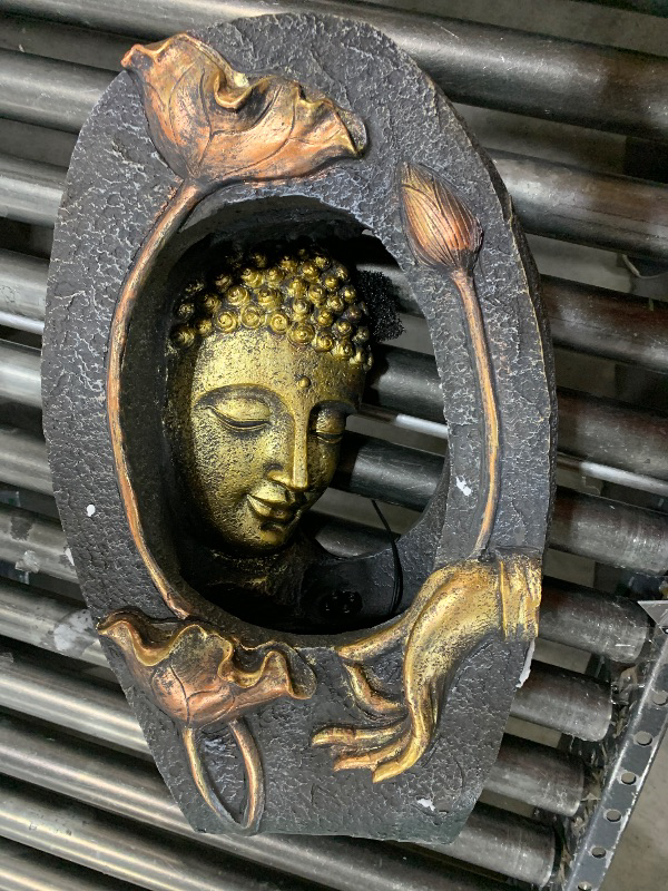 Photo 1 of TERESA'S COLLECTIONS Water Fountain Outdoor with LED Light and Pump for Garden Decor,Floor Buddha Statue Resin with Waterfalls,Tall Zen Garden Statues for Yard Decor Housewarming Gifts for Mom 12.6"
