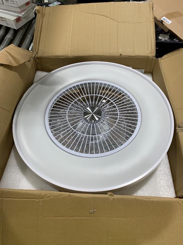 Photo 1 of HUMHOLD 24" Bladeless Ceiling Fans with Lights and Remote/APP/Voice Control, Low Profile Ceiling Fan with RGB Lights